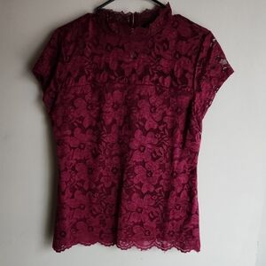 Adiva Burgundy Lace Blouse